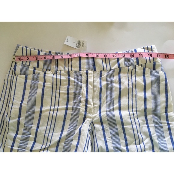 Ann Taylor Loft Riviera Blue White Vertical Stripe Linen Shorts Sz 6 4" Inseam - Picture 12 of 15